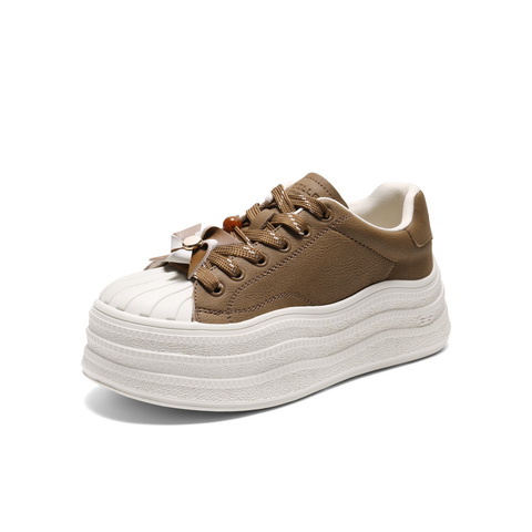 百丽波浪底百搭小白鞋女2025秋新商场同款串珠休闲板鞋E7K1DCM5