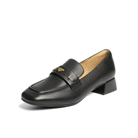 百丽气质通勤乐福鞋女2025秋新真皮舒适质感单鞋B2846CM5