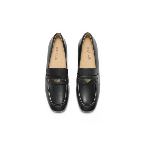 百丽气质通勤乐福鞋女2025秋新真皮舒适质感单鞋B2846CM5