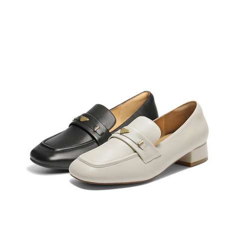 百丽气质通勤乐福鞋女2025秋新真皮舒适质感单鞋B2846CM5