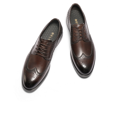 百丽布洛克雕花商务鞋男2025新款秋商场同款牛皮正装皮鞋8TP01CM5