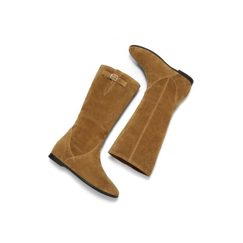 百丽复古简约西部靴女2025冬新商场同款内增高高筒靴E5Y1DDG5