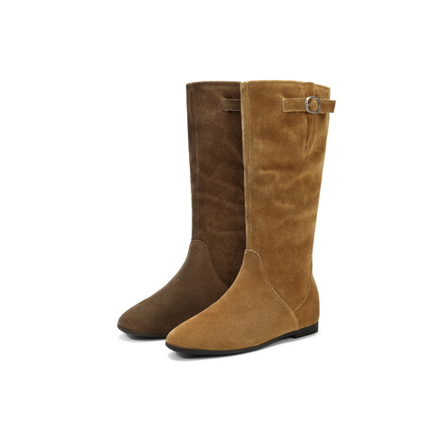 百丽复古简约西部靴女2025冬新商场同款内增高高筒靴E5Y1DDG5