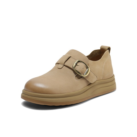 百丽复古擦色勃肯鞋女2025秋新商场同款真皮厚底休闲单鞋E7C1DCM5