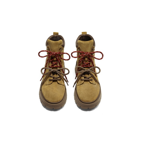 百丽双鞋带工装靴女2025冬新商场同款粗跟增高休闲短靴E4W2DDD5