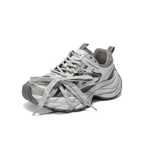 百丽潮酷拼接面老爹鞋女2025秋新商场同款厚底增高休闲鞋E7G1DCM5