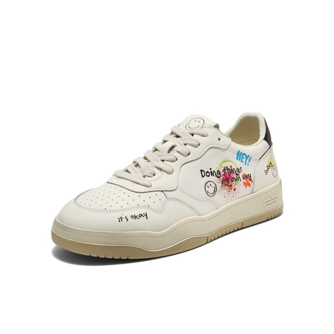百丽SMILEY联名涂鸦小白鞋男2025新款厚底休闲板鞋8WZ01CM5