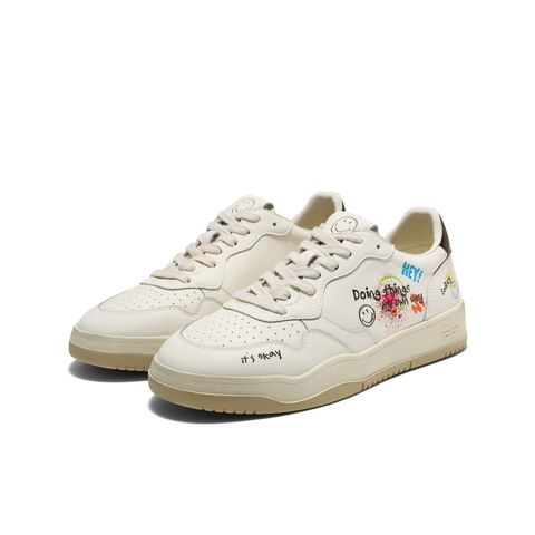 百丽SMILEY联名涂鸦小白鞋男2025新款厚底休闲板鞋8WZ01CM5