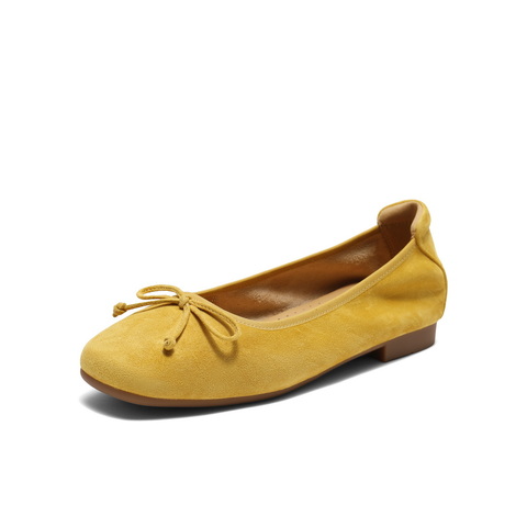 百丽绒面平跟单鞋女2025秋新商场同款真皮软底可翻折便鞋E1E1DCQ5