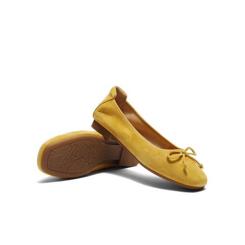 百丽绒面平跟单鞋女2025秋新商场同款真皮软底可翻折便鞋E1E1DCQ5