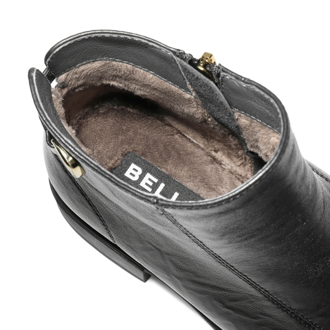 百丽复古褶皱面时装靴女2025冬新商场同款真皮粗跟短靴E4Y1DDD5