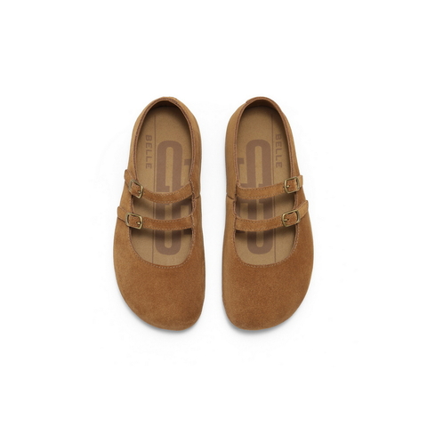 百丽复古绒感勃肯鞋女2025秋新厚底增高双条带玛丽珍鞋B2883CQ5