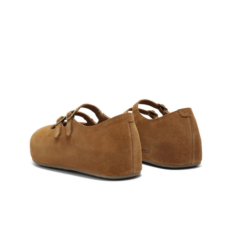 百丽复古绒感勃肯鞋女2025秋新厚底增高双条带玛丽珍鞋B2883CQ5