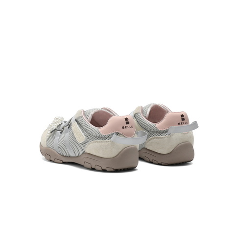 百丽时尚珍珠花休闲鞋童2025秋新商场同款透气网面休闲鞋15230C85