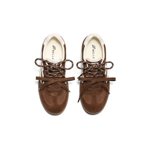 百丽时尚撞色爱心德训鞋女2025秋新内增高运动休闲鞋B2873CM5