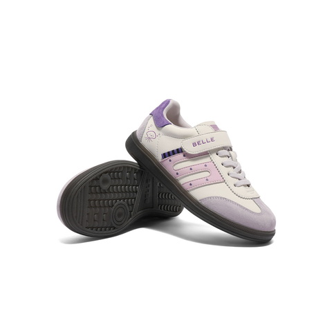 百丽撞色德训鞋女童2025秋新商场同款薄底魔术贴板鞋13590C85