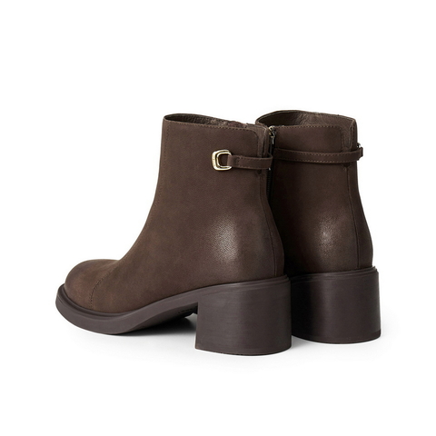 百丽复古擦色时装靴女2025冬新商场同款真皮优雅高跟短靴E4X1DDD5