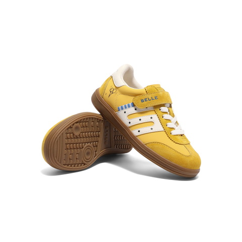 百丽撞色德训鞋女童2025秋新商场同款薄底魔术贴板鞋13590C85