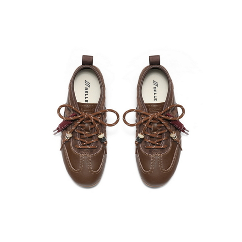 百丽时尚跑道德训鞋女2025秋新串珠挂饰舒适薄底休闲鞋B2867CM5