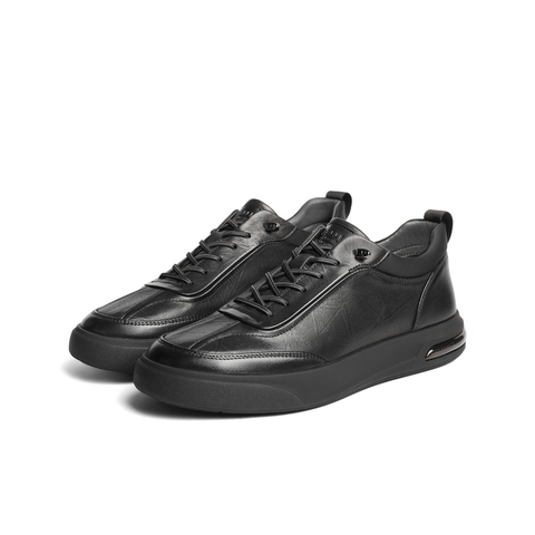 百丽高帮板鞋男2025新款冬季商场同款牛皮革厚底休闲鞋8WB01DM5