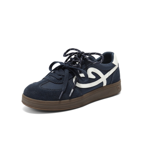 百丽时尚撞色爱心德训鞋女2025秋新内增高运动休闲鞋B2873CM5