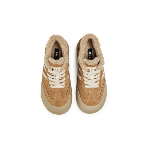 百丽撞色厚底休闲鞋女2025冬新商场同款保暖休闲板鞋E6X1DDM5