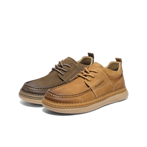 百丽高帮休闲工装鞋男2025冬季新牛皮革复古潮搭板鞋加绒A2184DM5