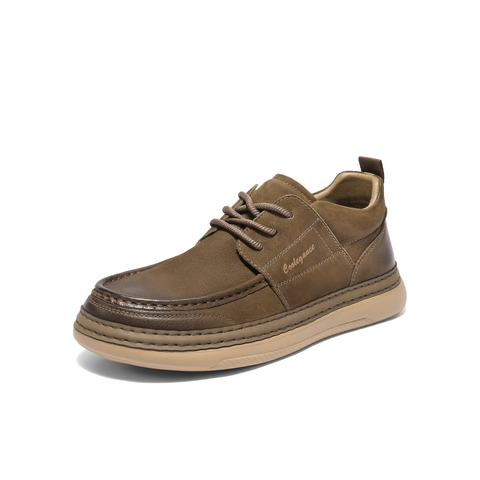 百丽高帮休闲工装鞋男2025冬季新牛皮革复古潮搭板鞋A2184DM5