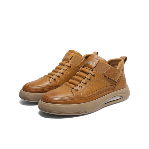 百丽高帮休闲工装鞋男2025新款冬季厚底套脚复古潮搭板鞋D3MA8DM5