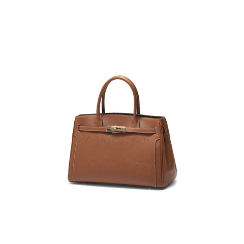 百丽包女2025新款鎏金岁月铂金包单肩斜挎真皮手提包大号X7385DX5