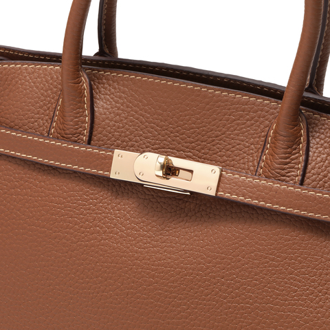 百丽包女2025新款鎏金岁月铂金包单肩斜挎真皮手提包大号X7385DX5