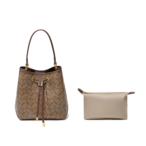 百丽包包女2025秋新复古休闲单肩斜挎手提菜篮子水桶包X2052DX5