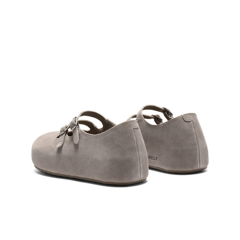 百丽复古绒感勃肯鞋女2025秋新厚底增高双条带玛丽珍鞋B2883CQ5