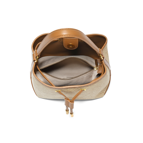 百丽包包女2025秋新复古休闲单肩斜挎手提菜篮子水桶包X2052DX5