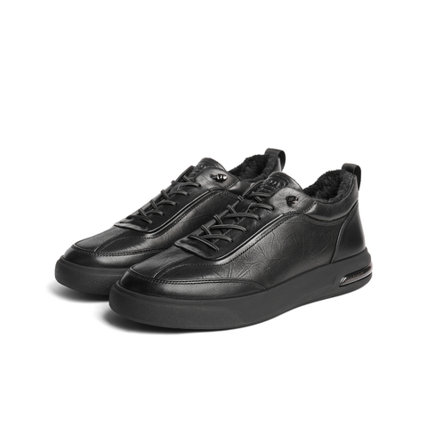 百丽高帮板鞋男2025新款冬季商场同款牛皮革厚底休闲鞋8WB01DM5