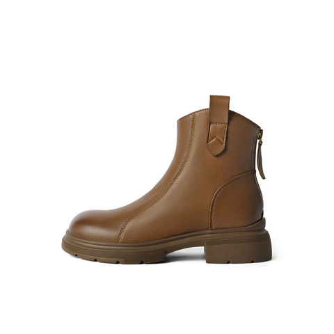 百丽舒适休闲靴女2025冬新商场同款真皮复古靴B7E1DDD5