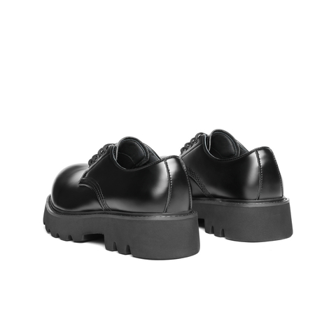 百丽厚底商务德比鞋男士2025新款秋季英伦风大圆头休闲鞋A2062CM5