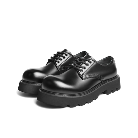 百丽厚底商务德比鞋男士2025新款秋季英伦风大圆头休闲鞋A2062CM5