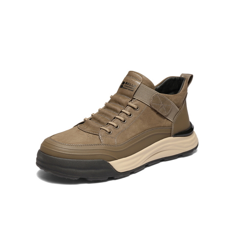 百丽高帮休闲板鞋男2025新款冬季商场同款厚底套脚工装鞋8WQ01DD5