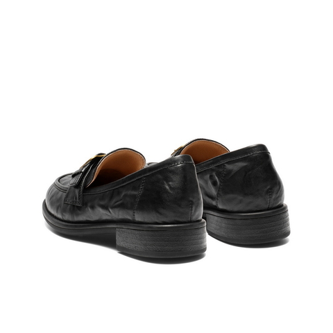 百丽复古风乐福鞋女2025秋新真皮时尚皮带扣通勤单鞋B2885CA5