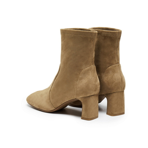 百丽复古气质时装靴女2025冬新商场同款优雅粗高跟短靴E5P1DDZ5