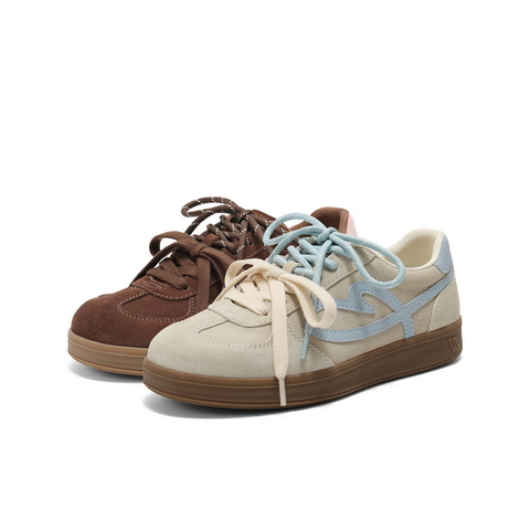 百丽撞色爱心德训鞋女2025秋新商场同款舒适薄底休闲板鞋E7L1DCM5