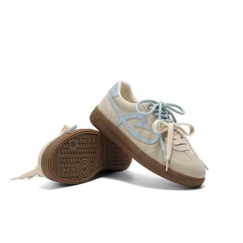 百丽撞色爱心德训鞋女2025秋新商场同款舒适薄底休闲板鞋E7L1DCM5