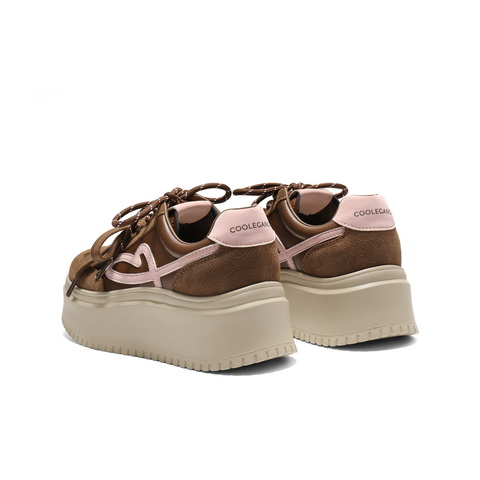 百丽时尚爱心小白板鞋女2025秋新厚底增高双鞋带休闲鞋B2906CM5