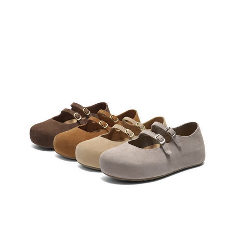 百丽复古绒感勃肯鞋女2025秋新厚底增高双条带玛丽珍鞋B2883CQ5