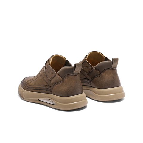 百丽高帮休闲工装鞋男2025新款冬季厚底套脚复古潮搭板鞋D3MA8DM5