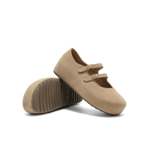 百丽复古绒感勃肯鞋女2025秋新厚底增高双条带玛丽珍鞋B2883CQ5