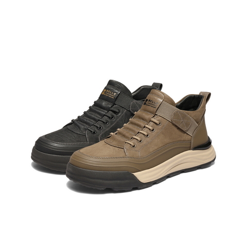百丽高帮休闲板鞋男2025新款冬季商场同款厚底套脚工装鞋8WQ01DD5
