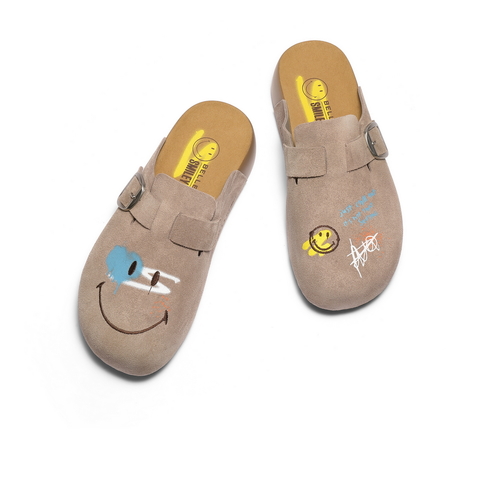 百丽SMILEY联名涂鸦勃肯鞋男2025新款秋季厚底拖鞋A2241CT5