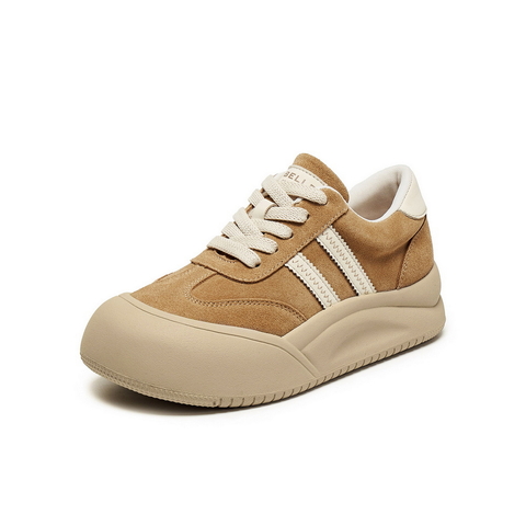 百丽撞色厚底休闲鞋女2025冬新商场同款保暖休闲板鞋E6X1DDM5